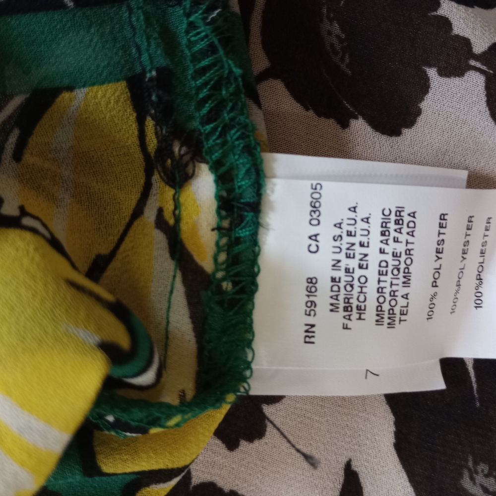 Karen Kane green/yellow citrus floral chiffon peasunt tunic blouse top size XL - Picture 10 of 13